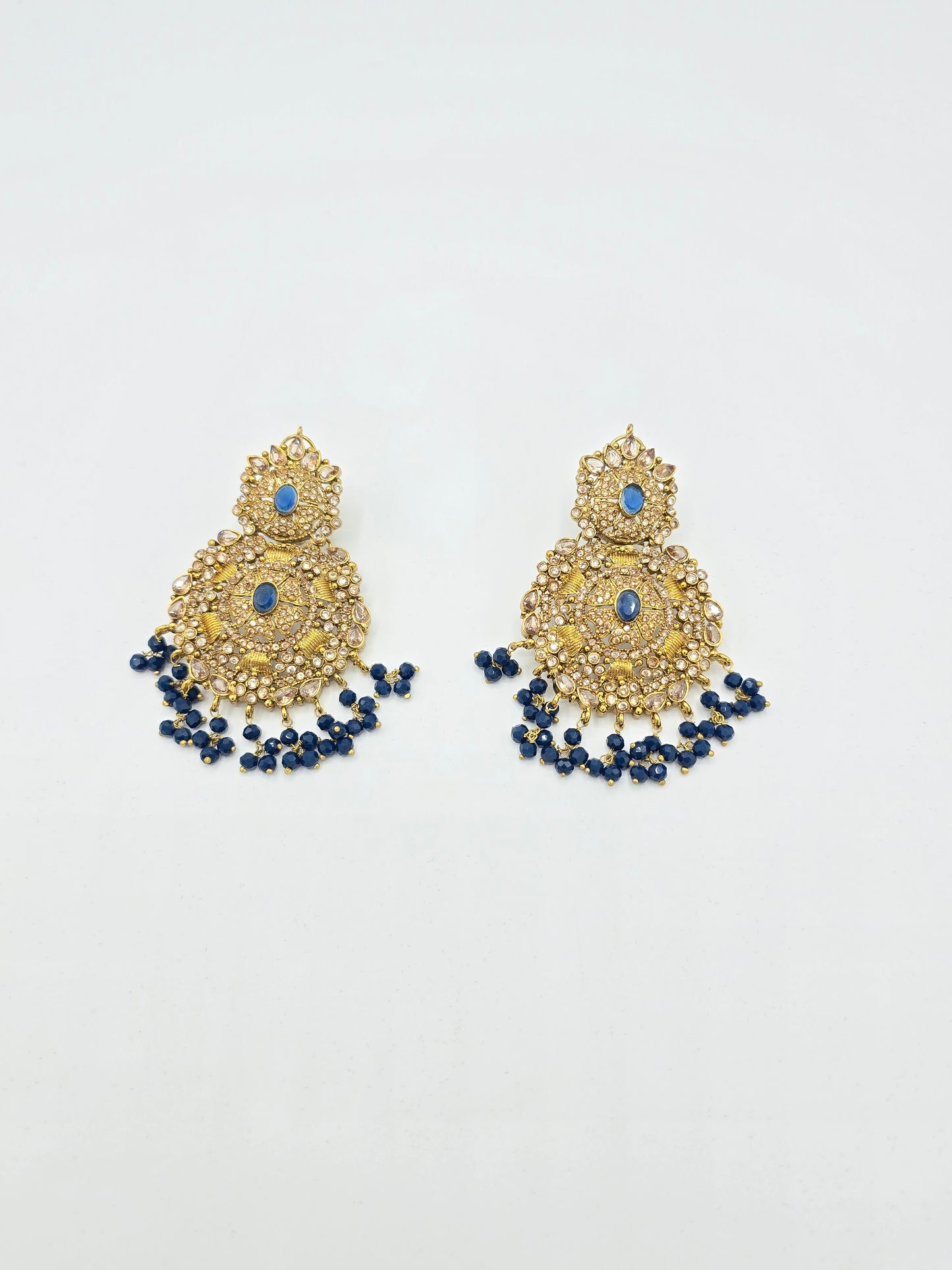 Ear Rings Gold Sapphire Blue