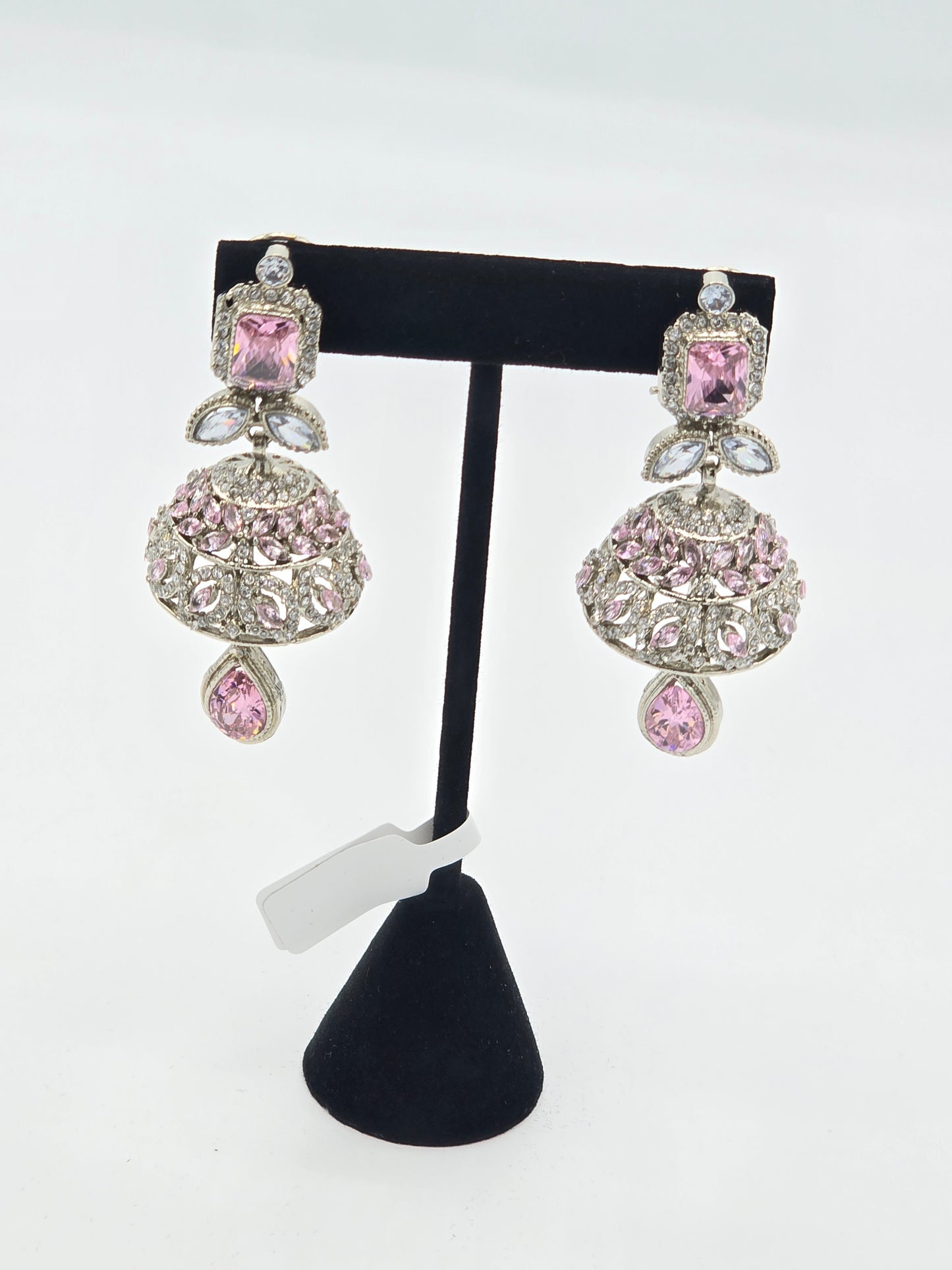 Ear Rings Jhumka Silver Rose Pink